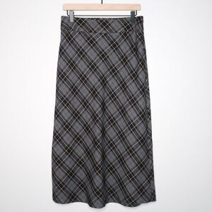 Cherokee VTG Womens Long Plaid Skirt Size 10 Brown Gray Academia‎ Gilmore Preppy